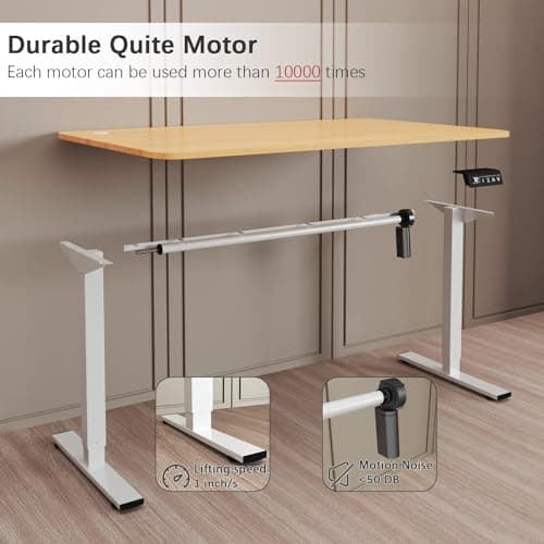 Furmax Electric Height Adjustable Standing Desk, Light Wood, 55x24 inches
