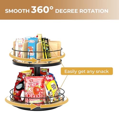 Wooden & Metal 2-Tier Snack Organizer - Grab-and-Go Storage for Home, Office, and Breakroom