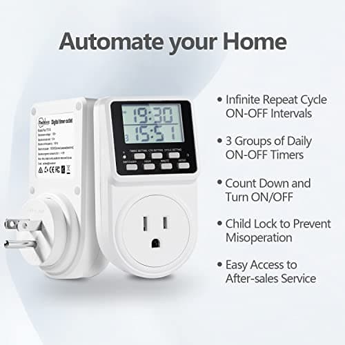 24-Hour Programmable Countdown Timer for Electrical Outlet, 120V 15A (1 Pack)