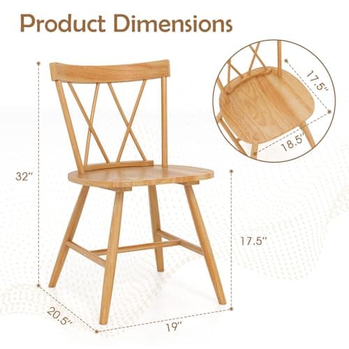 Giantex Natural Rubber Wood Farmhouse Dining Chair Set of 4