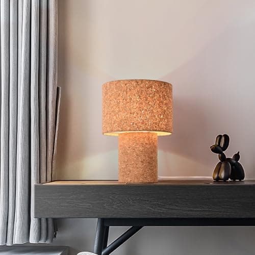 Cute Farmhouse Wood Grain Lamp, Vintage Style, Scalloped Shade — Brak