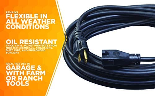 Heavy Duty 50-Foot Outdoor Extension Cord for Agriculture with Oil Resistant Jacket
