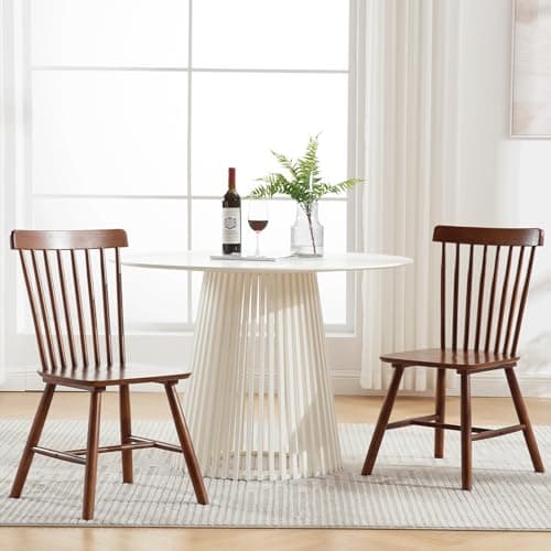 Windsor Set of 2 French Country Side Chairs, Oak Walnut Finish for Home
