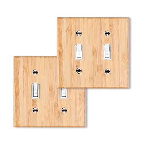 Solid Bamboo Single Toggle Light Switch Plate, 4.5" x 2.76" Home Decor — 2PC- Gang Duplex Toggle