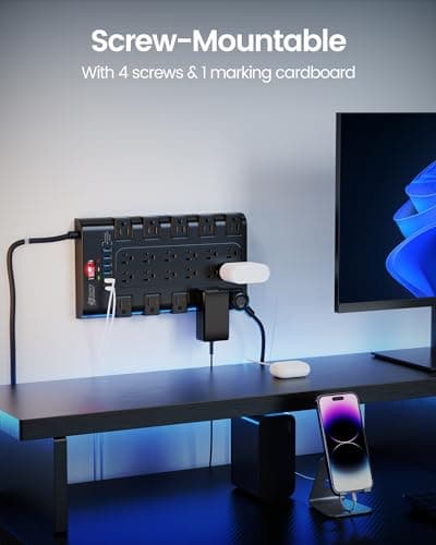 Superdanny Power Strip 22 AC + 6 USB, 1875W, Black
