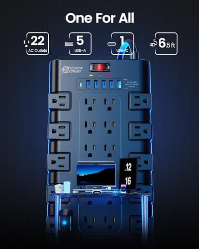 Superdanny Power Strip 22 AC + 6 USB, 1875W, Black