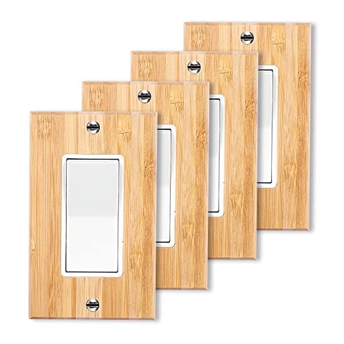 Solid Bamboo Single Toggle Light Switch Plate, 4.5" x 2.76" Home Decor — 4PC-Single Rocker