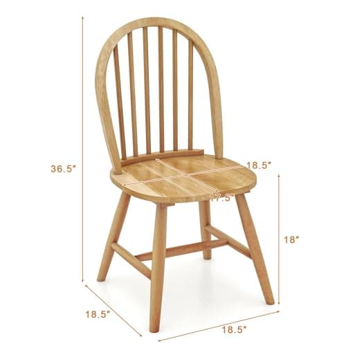 Safeplus Oak Dining Chairs Set of 6, Spindle Back for Farmhouse Kitchen