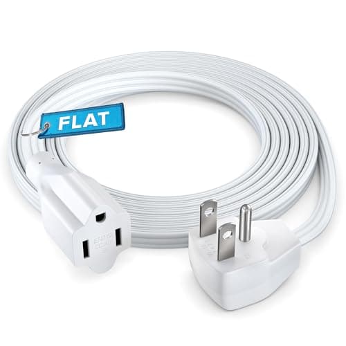 Heavy Duty 4 Feet Flat Plug Power Cord, UL Certified, White - Ideal for Home & Office — White