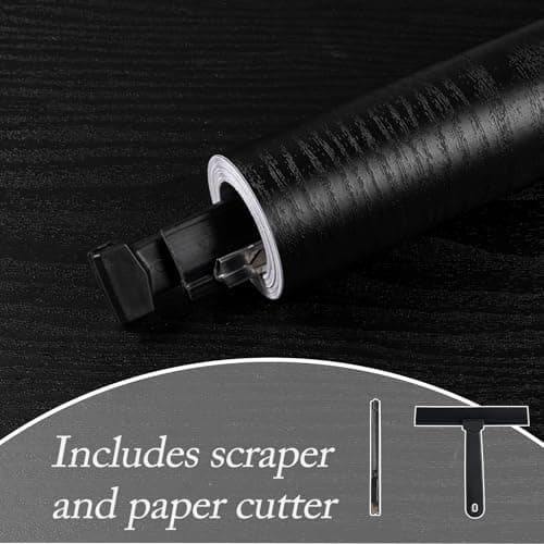 Abyssaly Light Wood Contact Paper for Kitchen Cabinets Shelf Drawer — Black + Tools