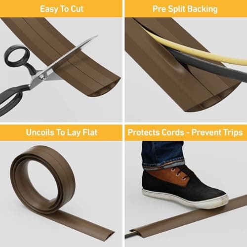 D-Line 6ft Floor Cord Cover, Cable Protector - Brown