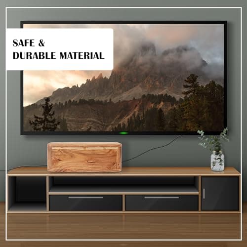 Acacia Wood Large Cable Management Box - Power Strip and Desk Cord Organizer