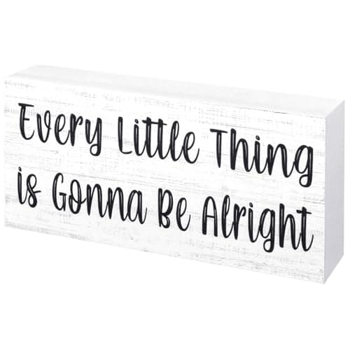 Esur Home Office Desk Black Decor - Inspirational Farmhouse Wooden Sign - Figureoutable — Be Alright White