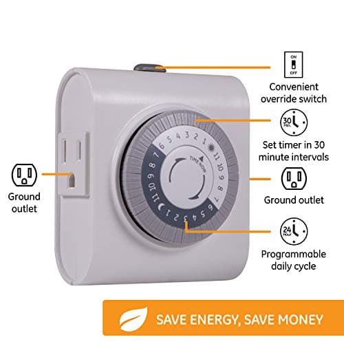 GE 24-Hour Grounded Outlet Timer for Lights and Electrical Devices indoors