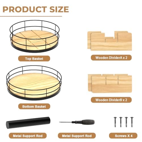 Wooden & Metal 2-Tier Snack Organizer - Grab-and-Go Storage for Home, Office, and Breakroom
