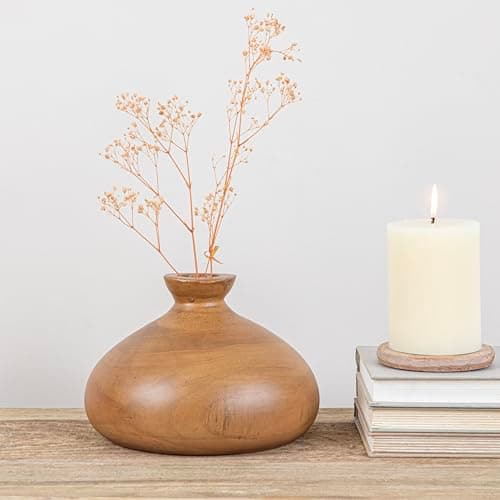 Paulownia Wood Vase with Walnut Finish