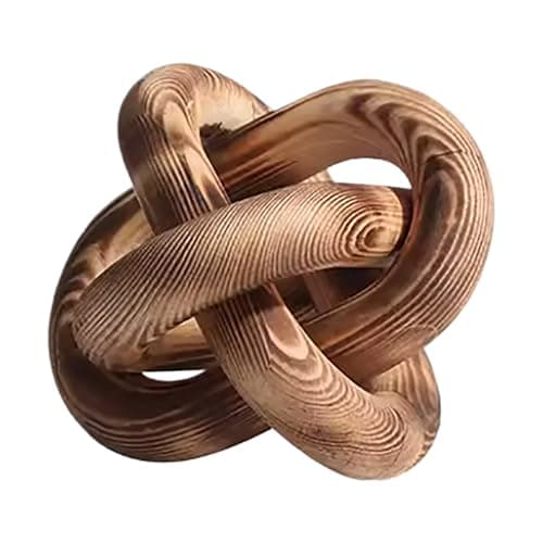 Boho Wooden Knot Chain Link Decor for Coffee Table Entryway — Burn Color