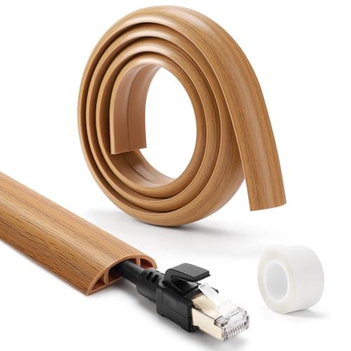 Yellow Oak Wood Floor Cord Cover 4ft, Cable Hider Protects Against Trips