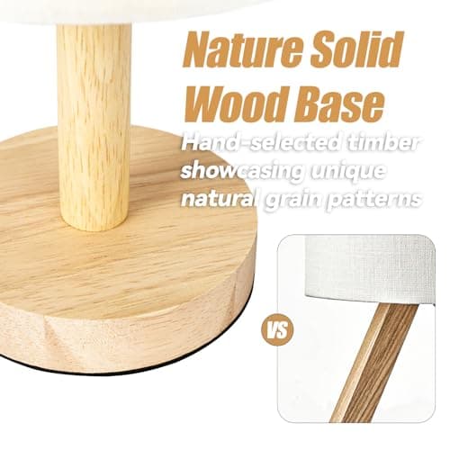 Linen Shade Small Table Lamp for Bedroom and Desk LED Included (Wood Base)