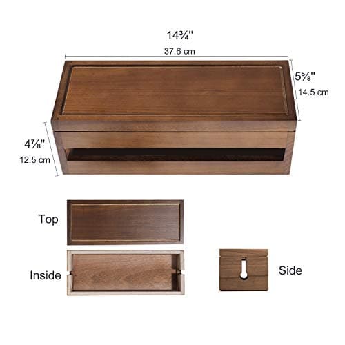 Changsuo Brown Wooden Cable Organizer for Desktop Power Strips