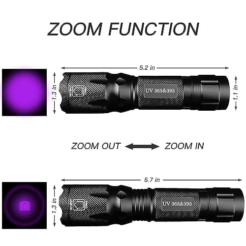 365nm 395nm UV Flashlight, Black Light Torch for Pet Urine & More icmpetà