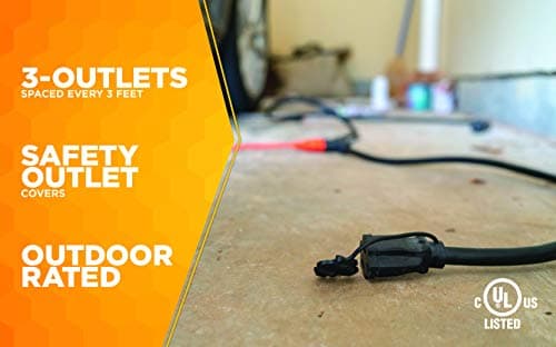 Compact 9Ft Extension Cord, 14 Gauge, General Purpose, Black