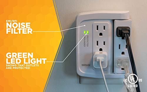 Compact Power Adapter Surge Protector with 6 Outlets for Homes
