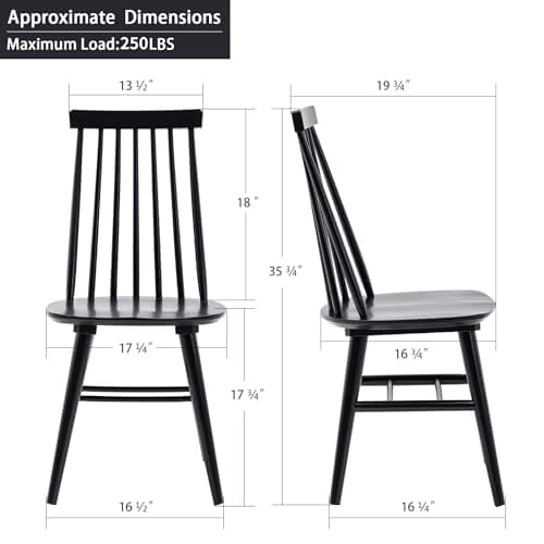 DUHOME Black Slat Spindle Back Wooden Dining Chair Set, 4 Pack Kitchen Dining Room