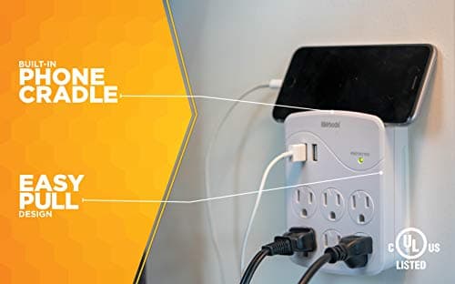 Surge Protector with 6 Outlets and 2 USB Ports, 1000J Protection