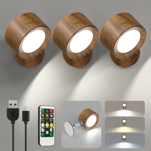 Rechargeable 3-Pc LED Wall Sconces with Remote Control & Dimming