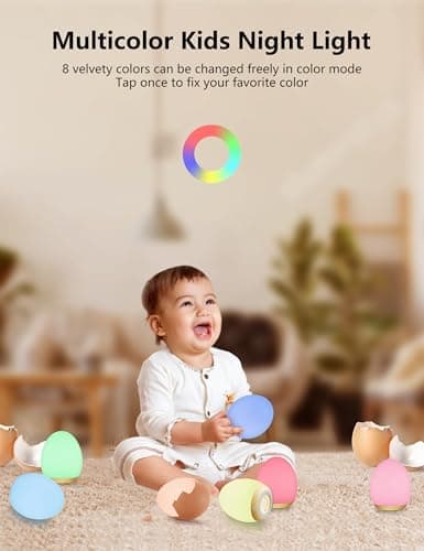 MediAcous Kids Night Light, 7 Color Changing & Dimming, Rechargeable, 1 Hour Timer, Wood Grain