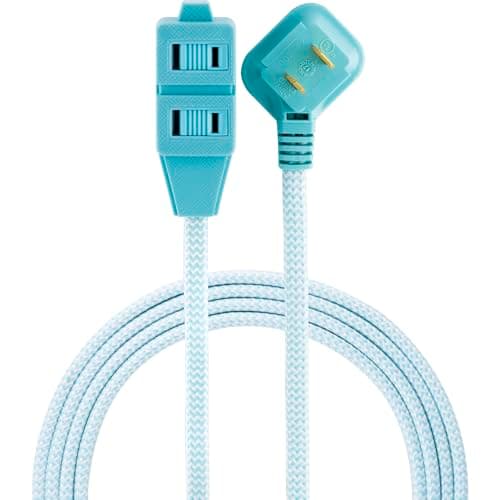 Cordinate 8 Ft 3-Outlet Flat Plug Extension Cord — Mint/White