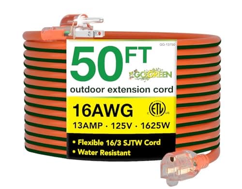 Go Green Power Inc. 50-Foot Heavy-Duty Weatherproof Outdoor Extension Cord - GG-13750