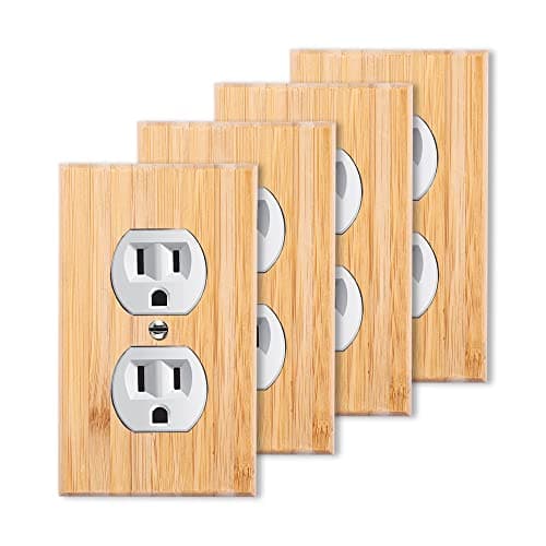 Solid Bamboo Single Toggle Light Switch Plate, 4.5" x 2.76" Home Decor — 4PC-Double hole Outle X 4