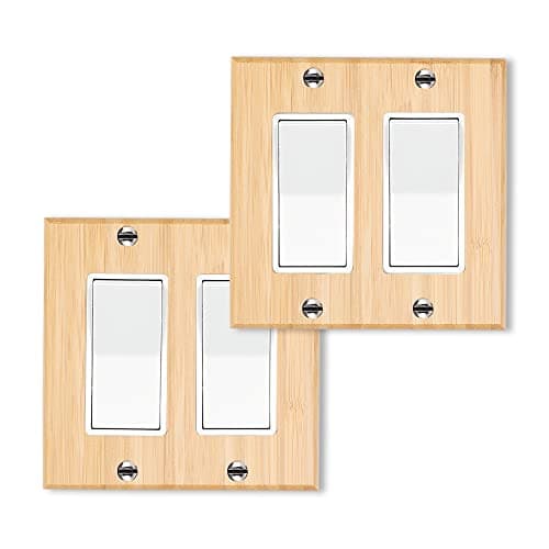 Solid Bamboo Single Toggle Light Switch Plate, 4.5" x 2.76" Home Decor — 2PC-Double Rocker
