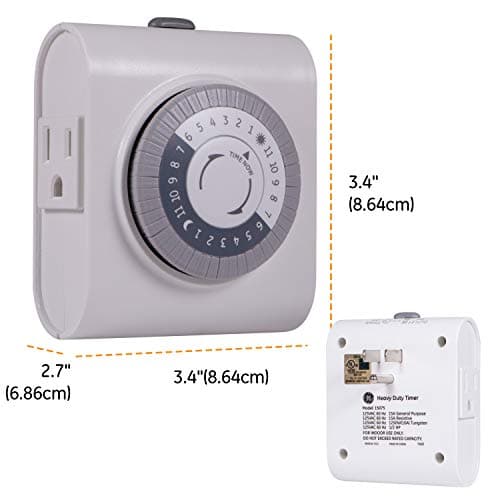 GE 24-Hour Grounded Outlet Timer for Lights and Electrical Devices indoors