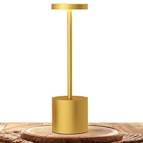 LED Cordless Table Lamp Set, Portable 5000mAh Rechargeable, 3 Color Dimming, Outdoor/Indoor — Gold1