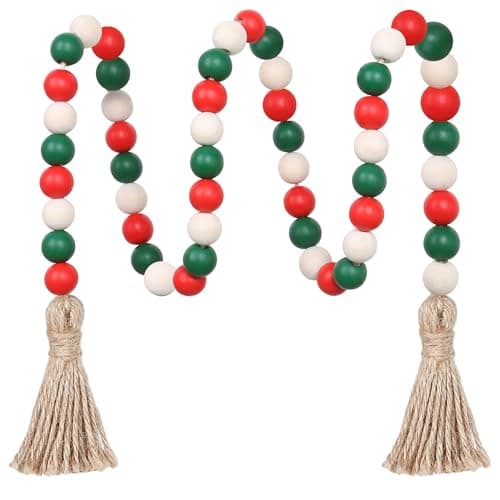 Farmhouse Beads with Tassels for Tiered Tray Decor — Christmas