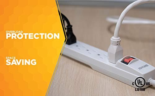 Woods 41345 Surge Protector with Overload Safety & 6 Outlets, 280J Protection; White