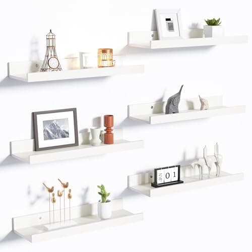Usimples Brown Floating Shelves for Wall Decor & Storage Set of 6 — White