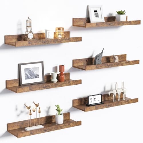 Usimples Brown Floating Shelves for Wall Decor & Storage Set of 6