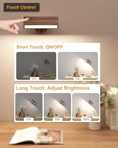 Rechargeable Battery Operated Wall Sconces Set of 2 for Bedroom