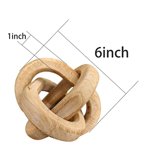 Hand Carved Rustic Brown Wood Knot Decor 3-Link Chain for Coffee Table Tray
