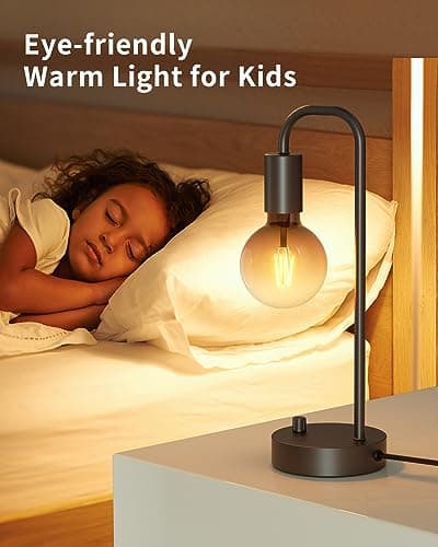 ONEWISH Fully Dimmable Warm Bedside Lamps for Kids Reading (2700K Bulb Included)