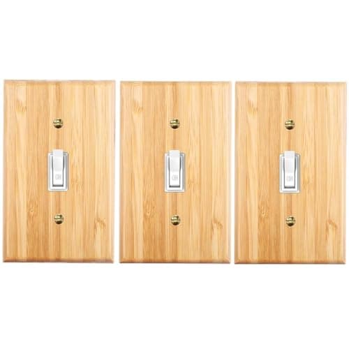 Bamboo Solid Wood Light Switch Plate Decorative Cover — 3PC-Wood Wall Plate 1