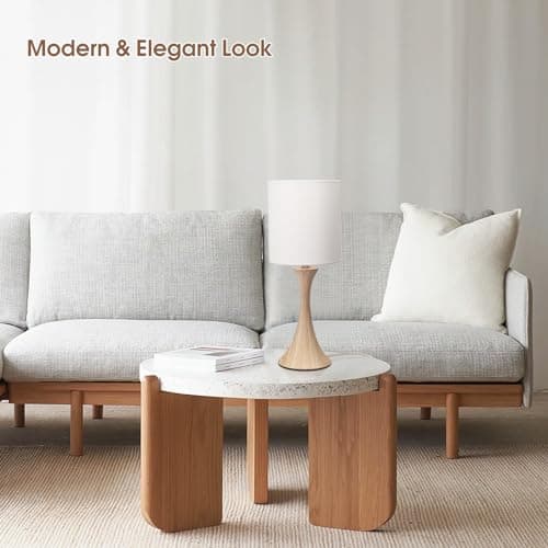 3 Way Dimmable Touch Control Wood Grain Farmhouse Bedside Lamp