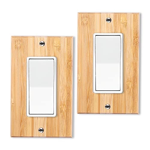 Solid Bamboo Single Toggle Light Switch Plate, 4.5" x 2.76" Home Decor — 2PC-Single Rocker