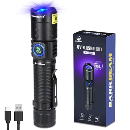 DARKBEAM Rechargeable 395 NM UV Flashlight, Waterproof for Leak Detection & UV Resin Curing — UV 365nm (bluish)