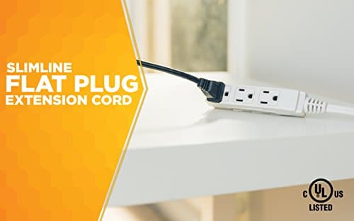 Woods SlimLine 8ft 16 Gauge Right Angle Indoor Extension Cord, White