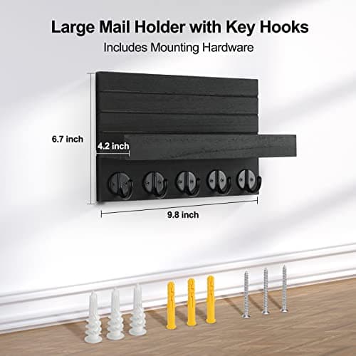 Paulownia Wood Wall Key Holder with Shelf and Hooks